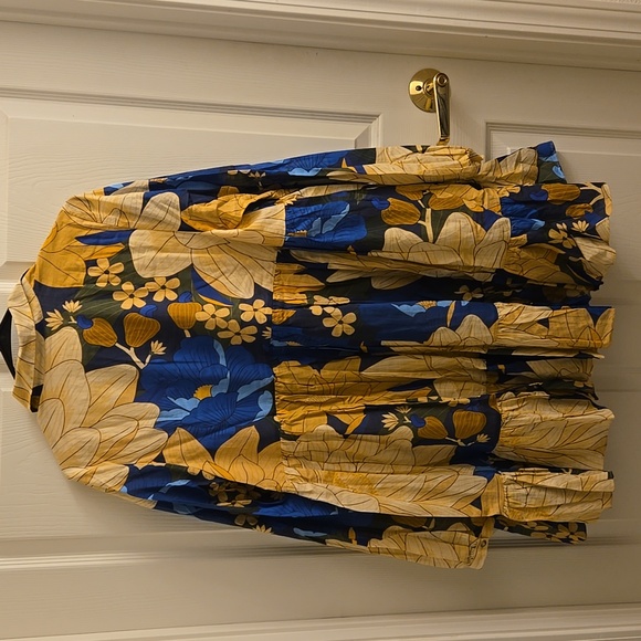 Sezane Hilma Long Sleeve Floral Dress - Blue and Yellow -Sezane X Farm Rio